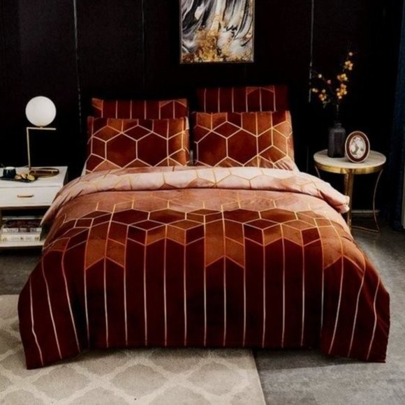 ✧Diamond Duvet Cover Set ✧ Queen ✧ King ✧ Brown - Picture 1 of 6